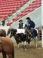 Tyler Daniels and Colby Daniels riding Keotas Fast Cash.  Waiting their turn at the Canadian National Team Penning Finals