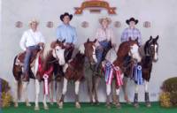 2009 APHA Zone 10 Show left to right:
Kim Smith on Lean On Diamond Peppy
Tyler Daniels on Cheros Checkers
Cathy Daniels on Blue Eyed Storm
Kim Daniels on Keotas Fast Cash
Photo taken by Arto