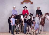 APHA Zone 10 Show, 2010. L to R Ginny Smith, Tyrel Smith on Ima Smokin Bunny, Caitlin Smith, Cathy Daniels on Keotas Fast Cash, Lisa Smith, Kim Smith on Lean on Diamond Peppy, in front, Jake Daniels and Nala.  Picture taken by Arto