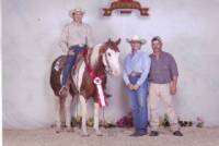 Lean On Diamond Peppy with rider Kim Smith and Jake and Cathy Daniels.  Winner of Jr. Reining Futurity at APHA Zone 10 Show.  Photo taken by Arto Photography.