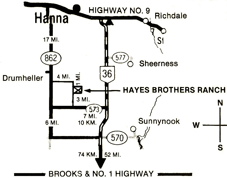 Map to Hayes Brothers Ranch